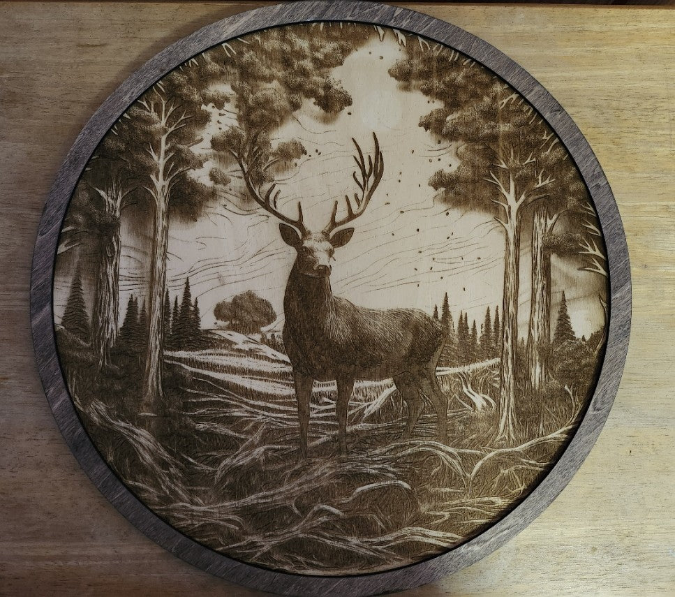 Woodland Watcher 14 inch laser engraved wildlife
