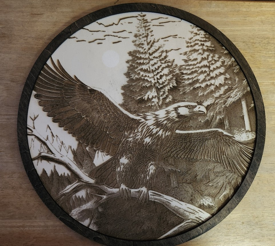 14 inch laser engraved American Eagle