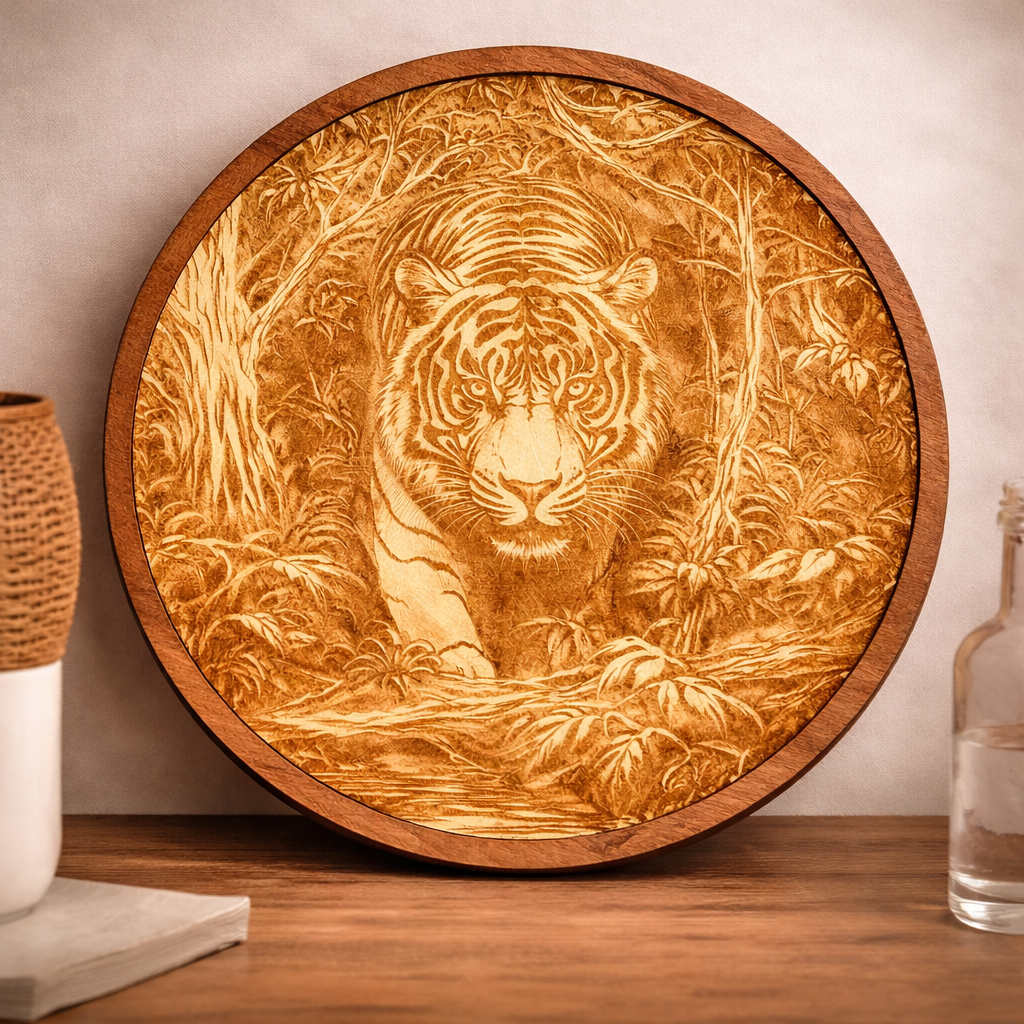 Into the Wild 14 inch laser engraved tiger wall art