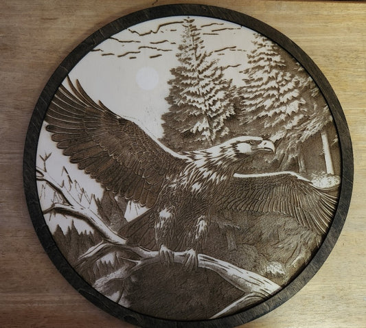14 inch laser engraved American Eagle