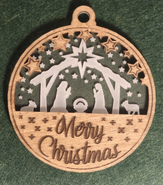 🌟 Nativity “Merry Christmas” Ornament