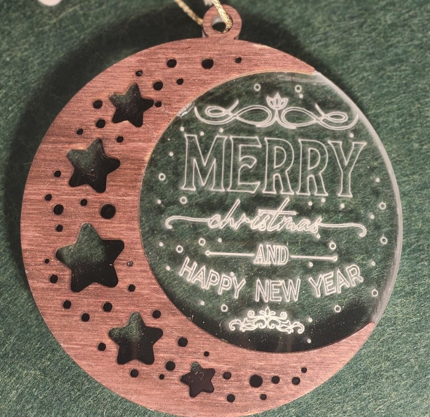 🌙 Merry Christmas and Happy New Year Ornament