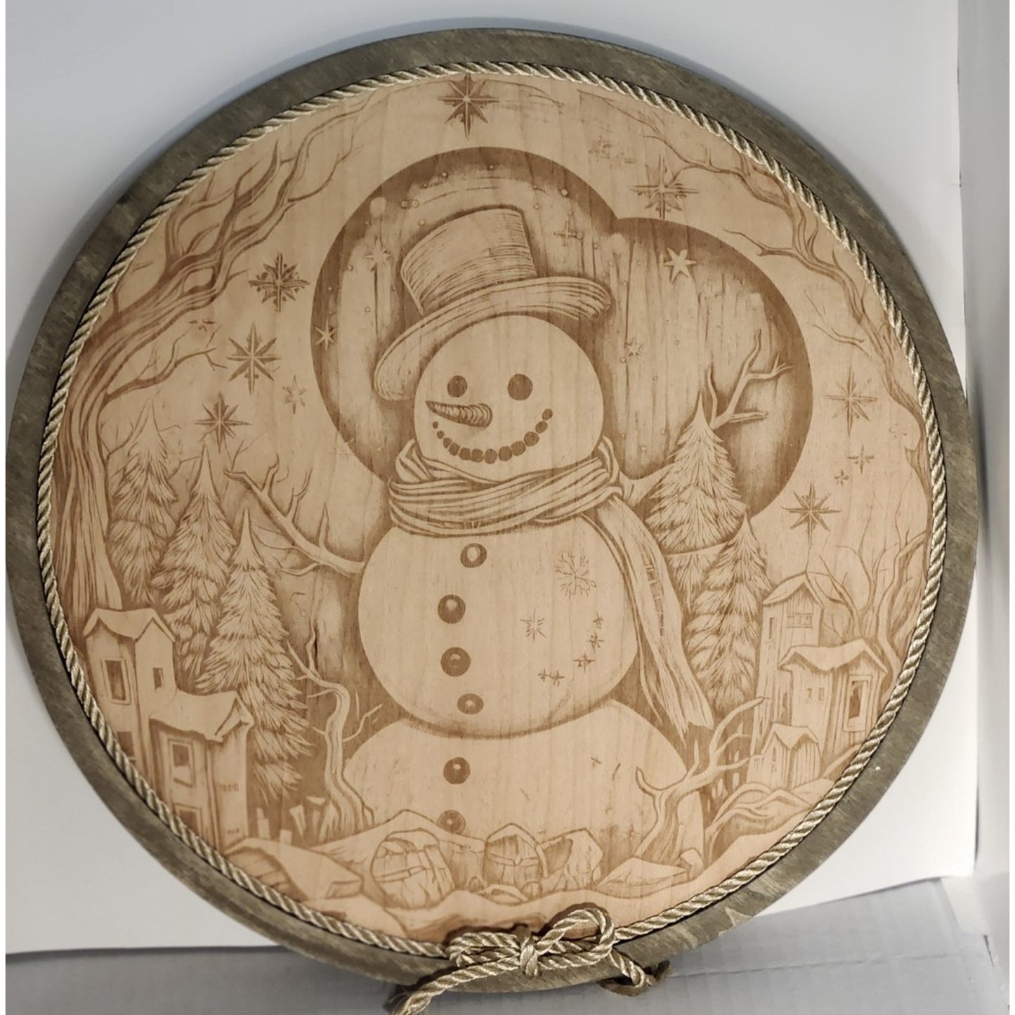 Snowman Village Round Plaque