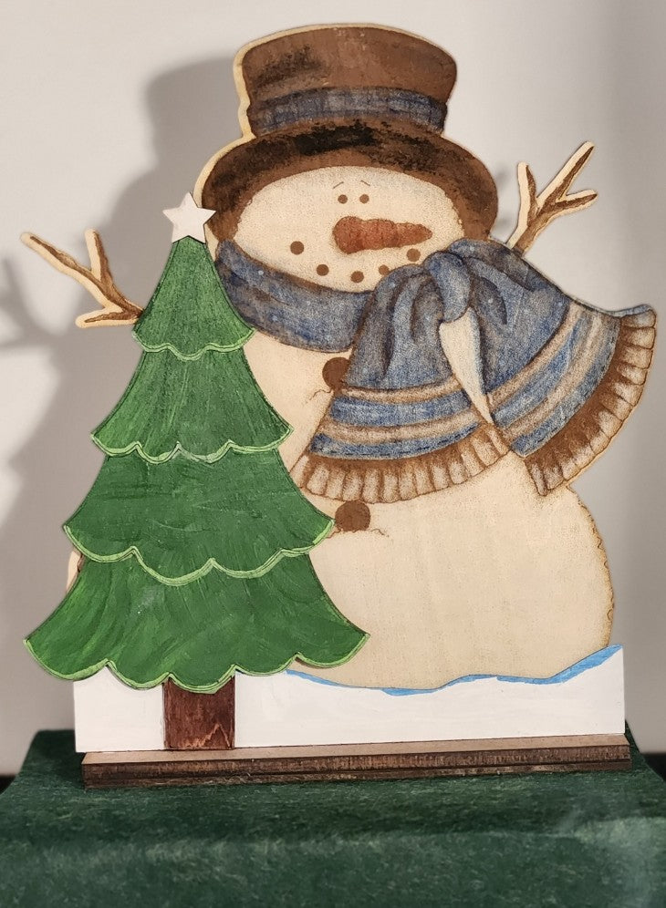 Snowman & Christmas Tree Shelf Display
