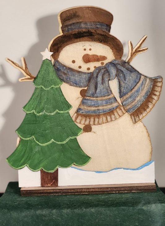 Snowman & Christmas Tree Shelf Display