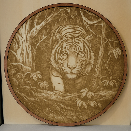 Into the Wild 14 inch laser engraved tiger wall art