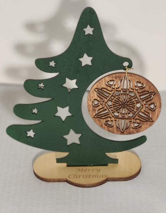 Wooden Christmas Tree with Ornament