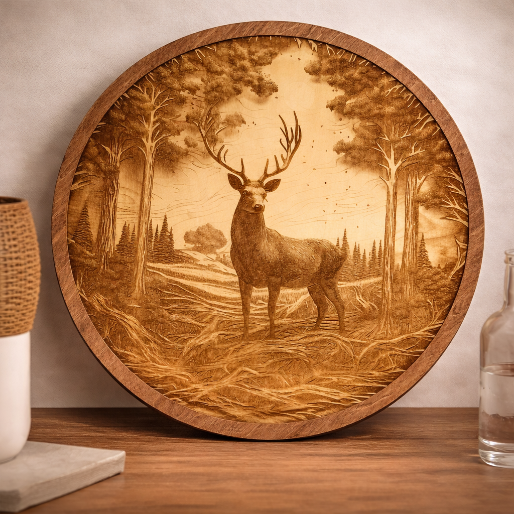 Woodland Watcher 14 inch laser engraved wildlife