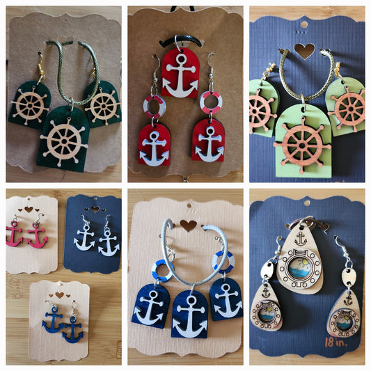 Nautical Earring & Necklace Sets – Handcrafted Anchor & Wheel Jewelry
